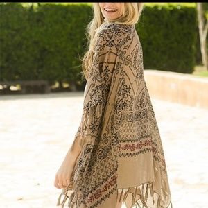 Unbranded Patterned Kimono With tassel detail